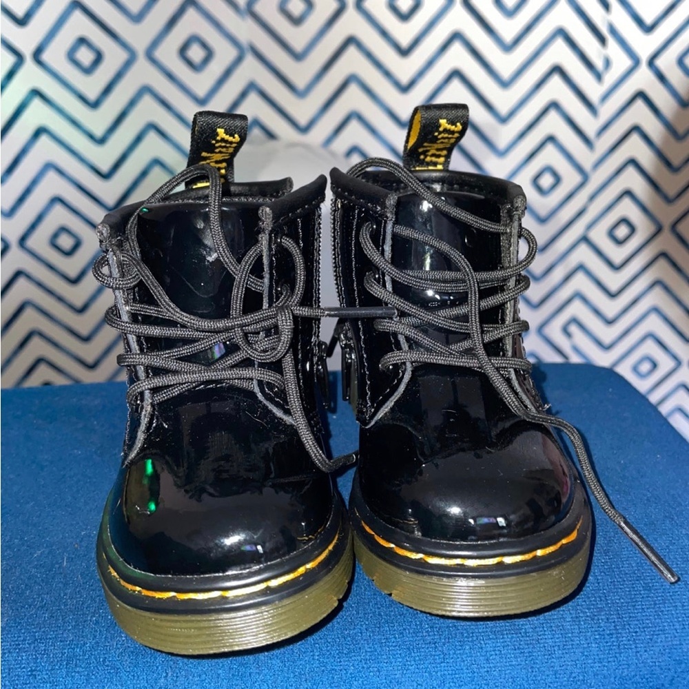 Dr. Martens black patent leather combat boots